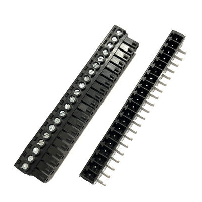3.81mm Pitch PCB Pluggable Screw Terminal Blocks Plug + Right Angle Pin Header Black