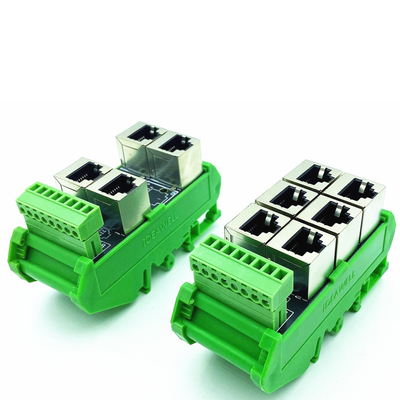 RJ45 Female Jack 8P8C 6 Port Hub to 8 Pin Screw Terminal Block Adapter for Servo Application