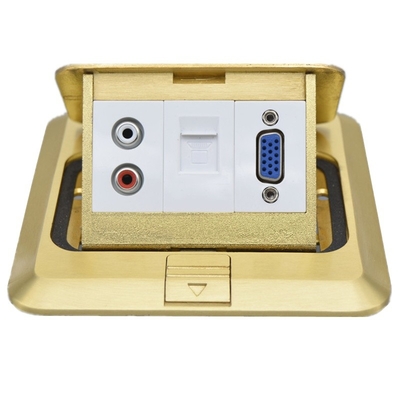 VGA RJ45 Audio Multimedia Combination Pop Up Brass Floor Sockets Ground Outlet Box Waterproof