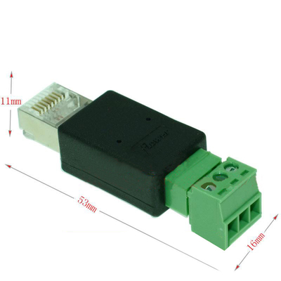 RJ45 Network Male 8P8C to 3 Pin Screw Terminal Block Adapter