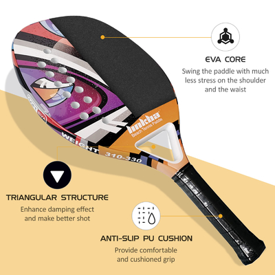 Beach Tennis Racket Ergonomic Cushion Grip Carbon Fiber Tennis Paddle Racquets