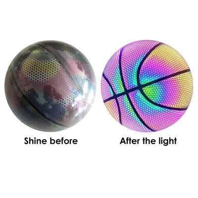 Luminous Basketball Ball Holographic Reflective Lighted Flash Ball Glowing Basketball