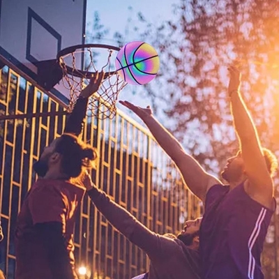 Luminous Basketball Ball Holographic Reflective Lighted Flash Ball Glowing Basketball