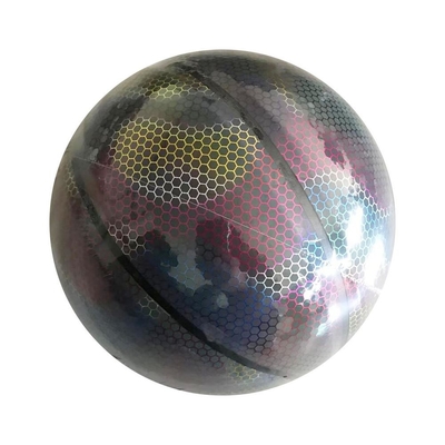 Luminous Basketball Ball Holographic Reflective Lighted Flash Ball Glowing Basketball