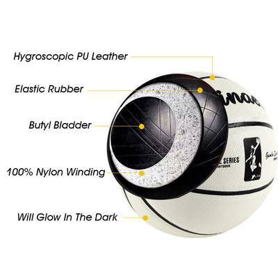 Glowing Reflective Basketball Size Number 7 Luminous Leather Basketball Glow In The Dark