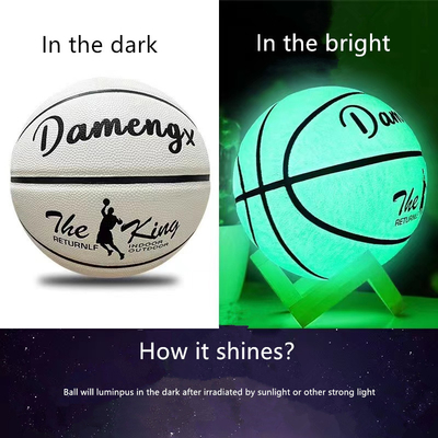 Glowing Reflective Basketball Size Number 7 Luminous Leather Basketball Glow In The Dark