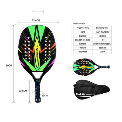 Beach Tennis Racket Carbon EVA Foam Core Lightweight Beach Tennis Paddle with Coverbag