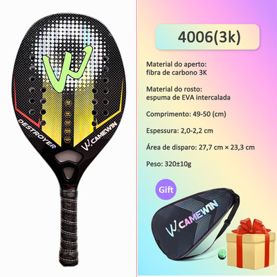 3K Carbon Fiber Rough Face Beach Tennis Racket Professional Padel Tennis Racquet