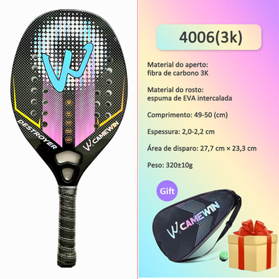 3K Carbon Fiber Rough Face Beach Tennis Racket Professional Padel Tennis Racquet