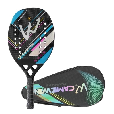3K Full Carbon Fiber Beach Tennis Paddle Racket Rough Surface With Protection Bag