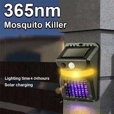 Human Motion Sensor Outdoor Led Solar Mosquito Killing Lamp UV Electric Shock Mosquito Killer Light