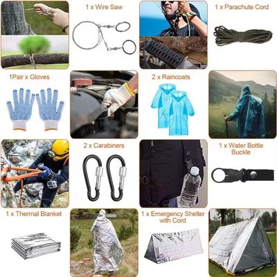 125pcs Survival Kits Emergency Survival Gear Tactical First Aid Kit for Outdoor Adventure Camping Hiking