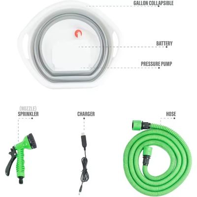 Portable 3-Gallon Collapsible Bucket with Electric Pump for Outdoor Camping Showers
