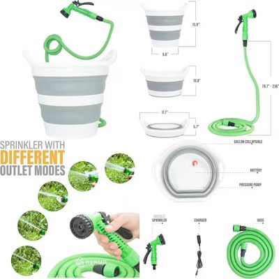 Portable 3-Gallon Collapsible Bucket with Electric Pump for Outdoor Camping Showers