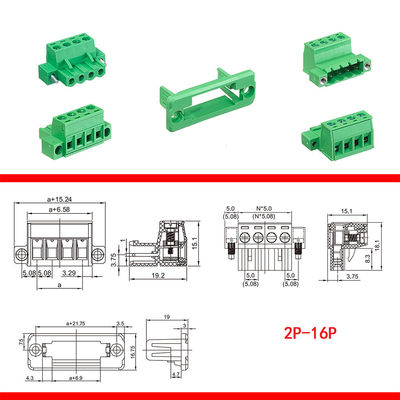5.08mm pitch Feed Through Flange Screw Terminal Blocks Dismountable