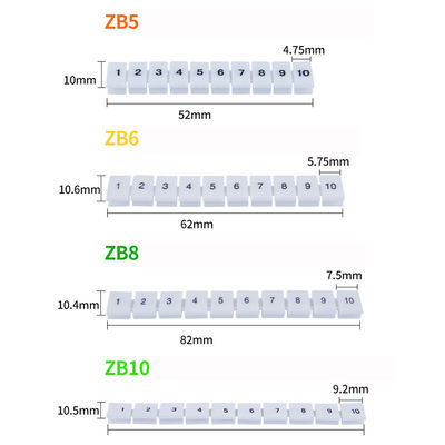 ZB6 UK2.5B UK5N Din Rail Terminal Blocks Maker Strips with Number Printed