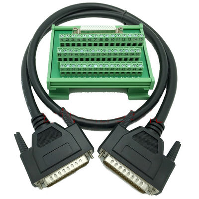 Three Row DB44 D Sub Female socket terminal blocks breakout board adapter with 1 meter cable