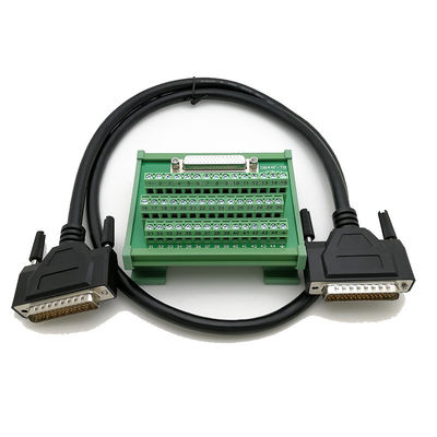 Three Row DB44 D Sub Female socket terminal blocks breakout board adapter with 1 meter cable