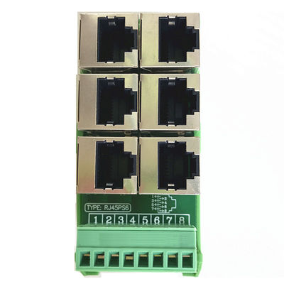 RJ45 Female Jack 8P8C 6 Port Hub to 8 Pin Screw Terminal Block Adapter for Servo Application