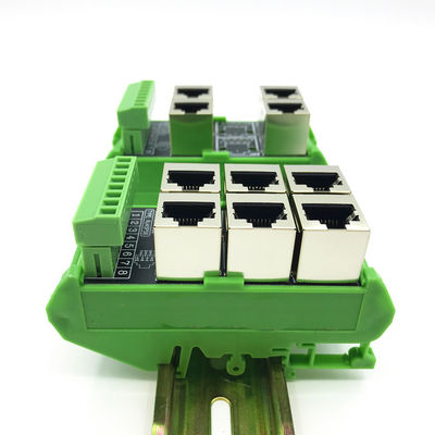 RJ45 Female Jack 8P8C 6 Port Hub to 8 Pin Screw Terminal Block Adapter for Servo Application