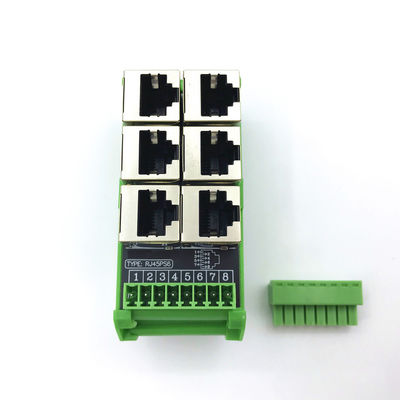 RJ45 Female Jack 8P8C 6 Port Hub to 8 Pin Screw Terminal Block Adapter for Servo Application