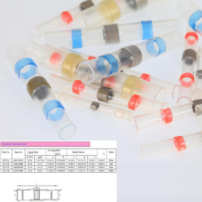 100pcs Electrical Heat Shrink Shrinkable Solder Seals Butt Splice Connector Terminals Kit