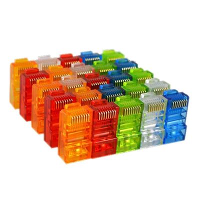 Multicolour RJ45 8P8C Modular Plug Cat5E Ethernet Cable Connector Gold Plated 30um