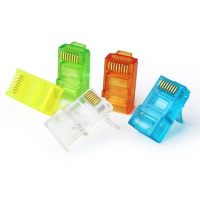 Multicolour RJ45 8P8C Modular Plug Cat5E Ethernet Cable Connector Gold Plated 30um