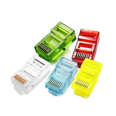 Multicolour RJ45 8P8C Modular Plug Cat5E Ethernet Cable Connector Gold Plated 30um