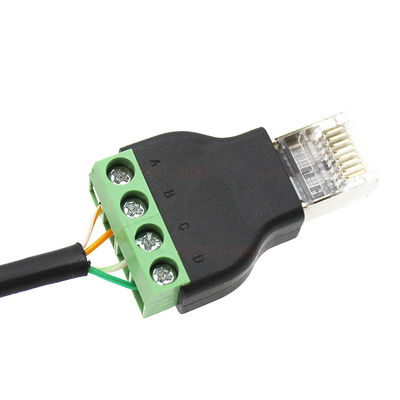 RJ45 Network Male Plug 8P8C to RS485 4 Pin Screw Terminal Block Adapter