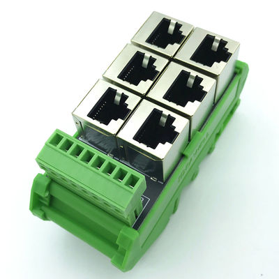 RJ45 Female Jack 8P8C 6 Port Hub to 8 Pin Screw Terminal Block Adapter for Servo Application
