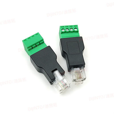 RJ11 6P4C Male Connector Modular Plugs to 4 Pin Screw Terminal Blocks Adapter