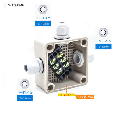 Pastic Electric Enclosure Project Junction Box 86*84*60mm with Gland Connectors Waterproof