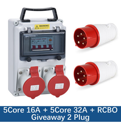 IP65 Waterproof Outdoor Electrical Socket Plastic Electric Box AC 380V - 400V