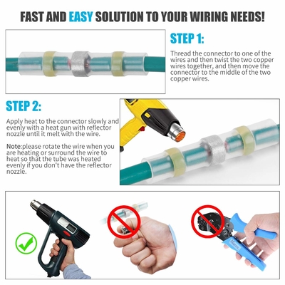 100pcs Electrical Heat Shrink Shrinkable Solder Seals Butt Splice Connector Terminals Kit