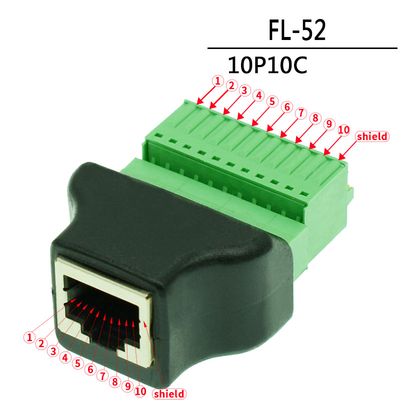 RJ45 Network Plug Male or Female 10P10C RJ48 to 10 pin Screw Terminal Block Adapter